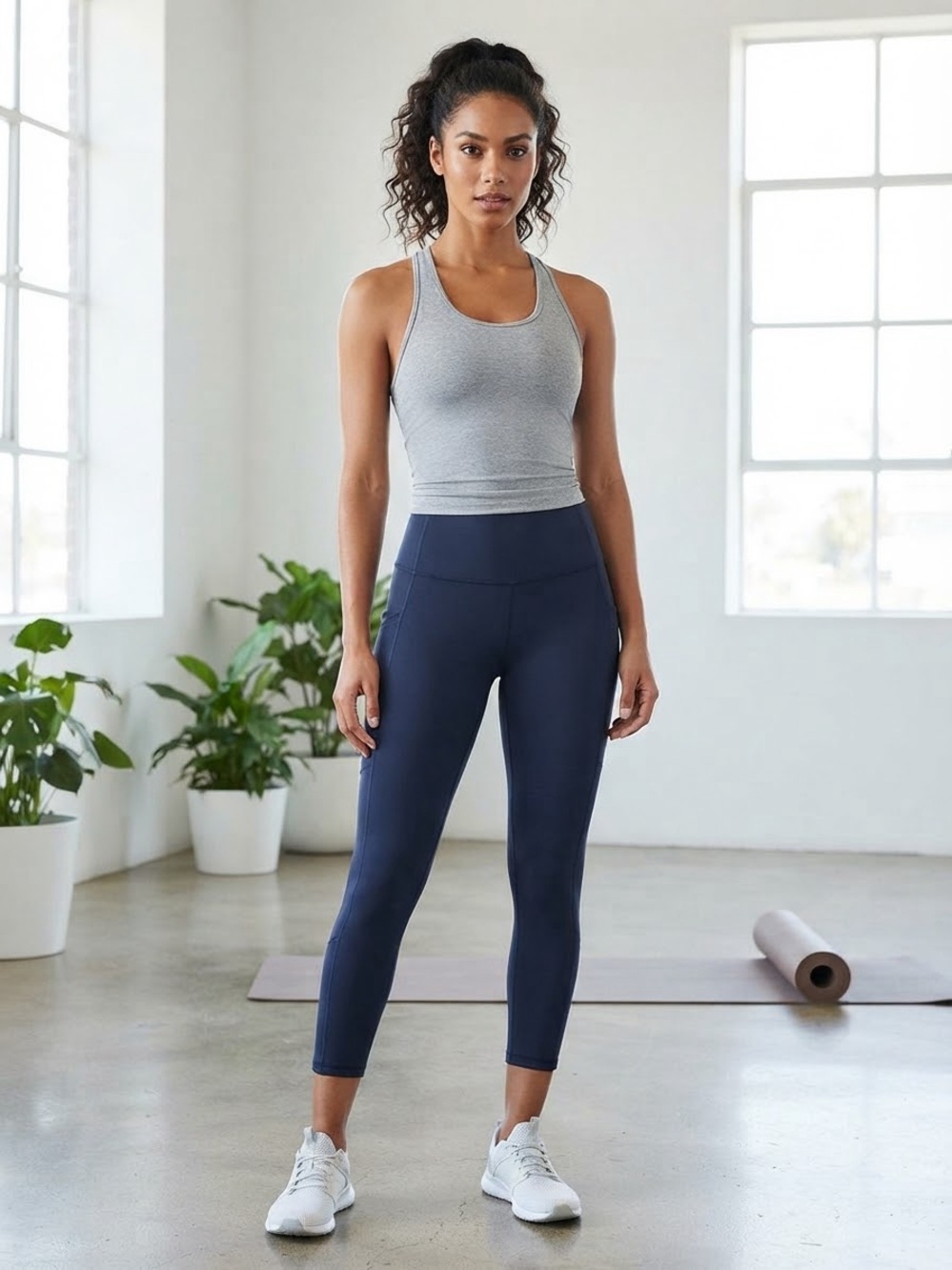 Columbia Navy High-Waist Crop Leggings